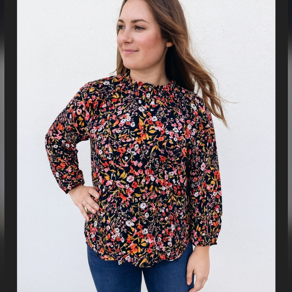 Whistles Cami Floral Long Sleeve Top Blouse in Multicolor